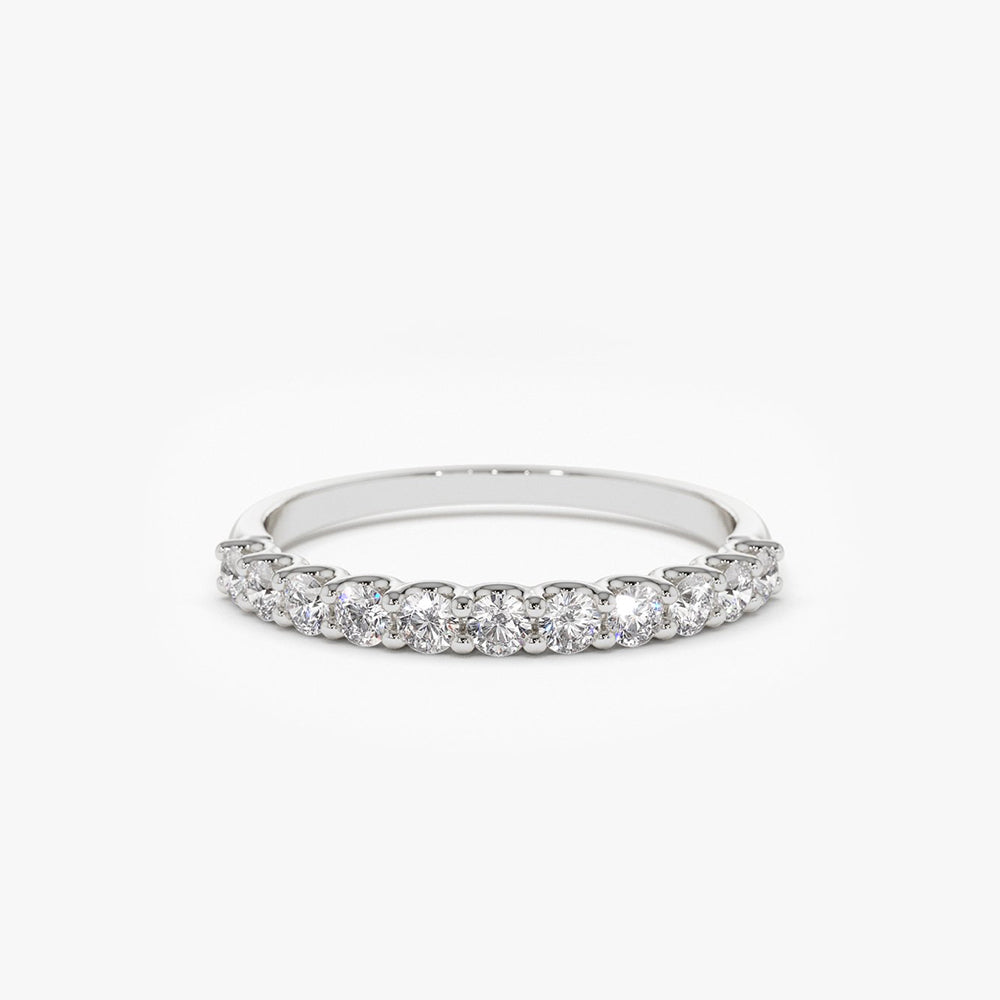 14k 11 Stone U-Shaped Diamond Wedding Band - GeumJewels