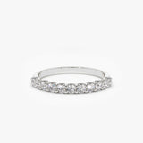 14k 11 Stone U-Shaped Diamond Wedding Band - GeumJewels