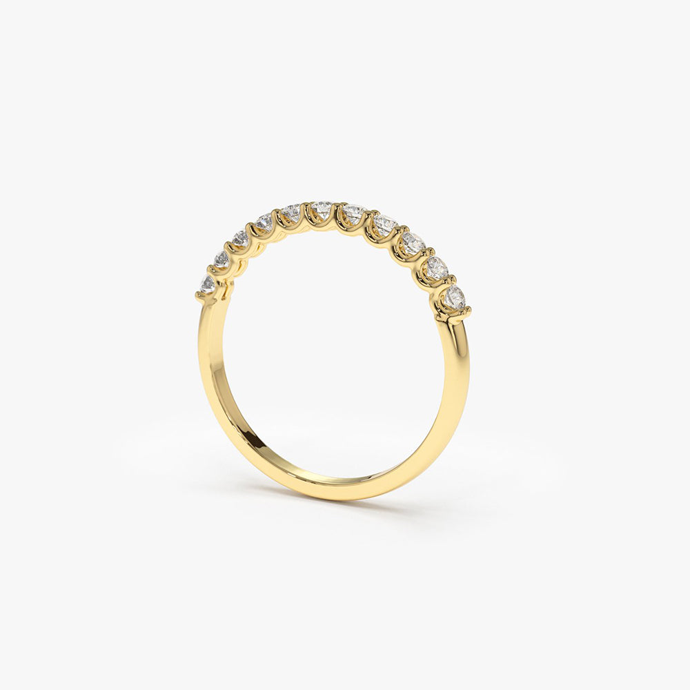 14k 11 Stone U-Shaped Diamond Wedding Band - GeumJewels