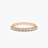 14k 11 Stone U-Shaped Diamond Wedding Band - GeumJewels
