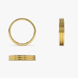 14k 3.5MM Multi Lined Gold Wedding Ring - GeumJewels