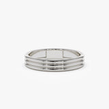 14k 3.5MM Multi Lined Gold Wedding Ring - GeumJewels