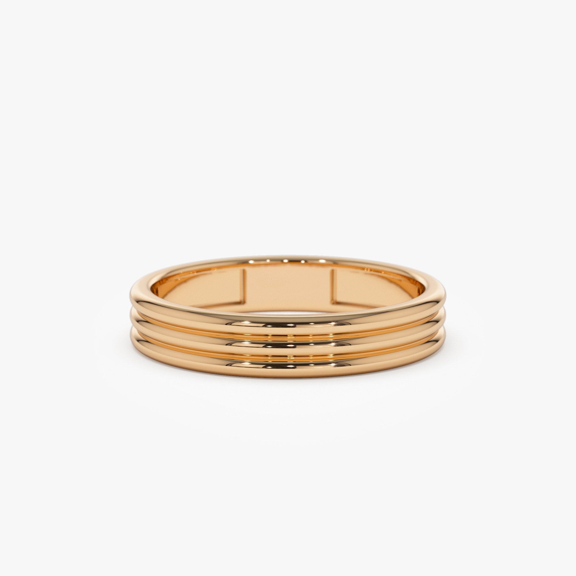 14k 3.5MM Multi Lined Gold Wedding Ring - GeumJewels