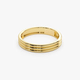 14k 3.5MM Multi Lined Gold Wedding Ring - GeumJewels