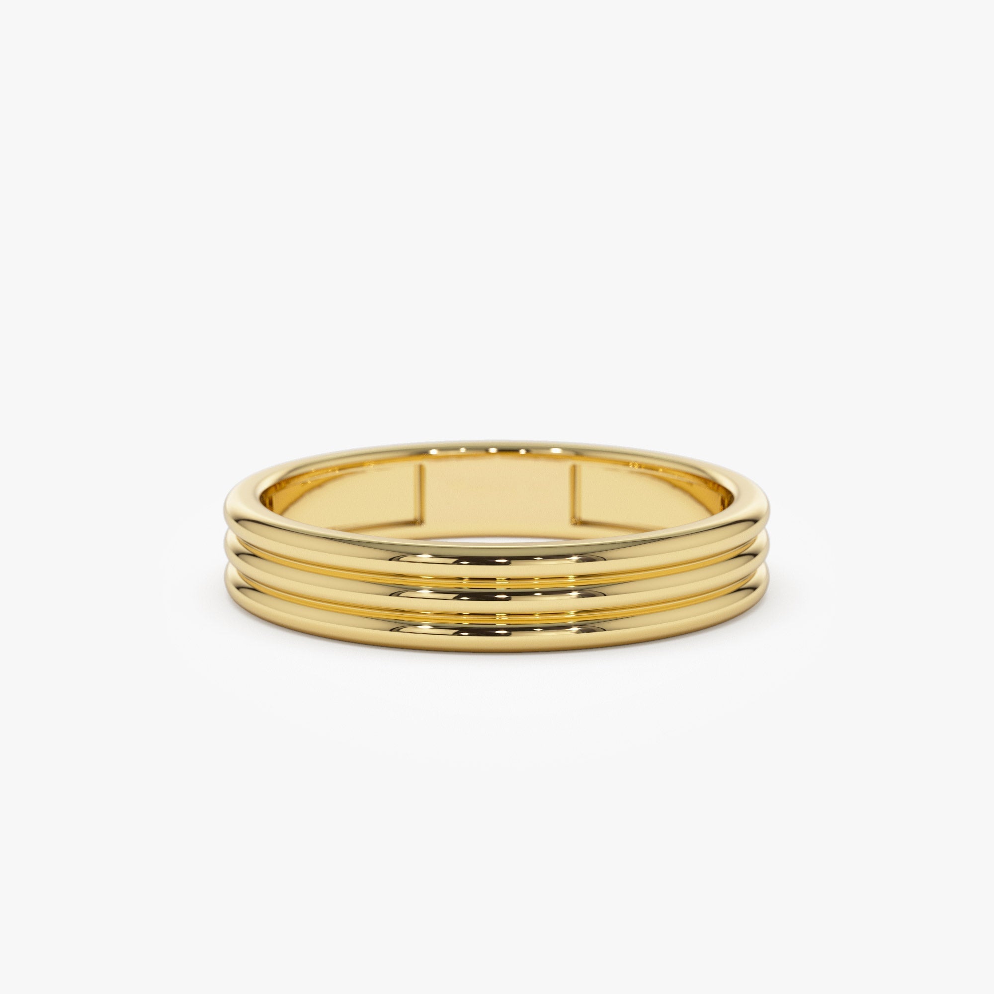 14k 3.5MM Multi Lined Gold Wedding Ring - GeumJewels