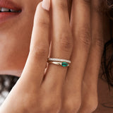 14k 3 Row Half Eternity Diamond Band - GeumJewels