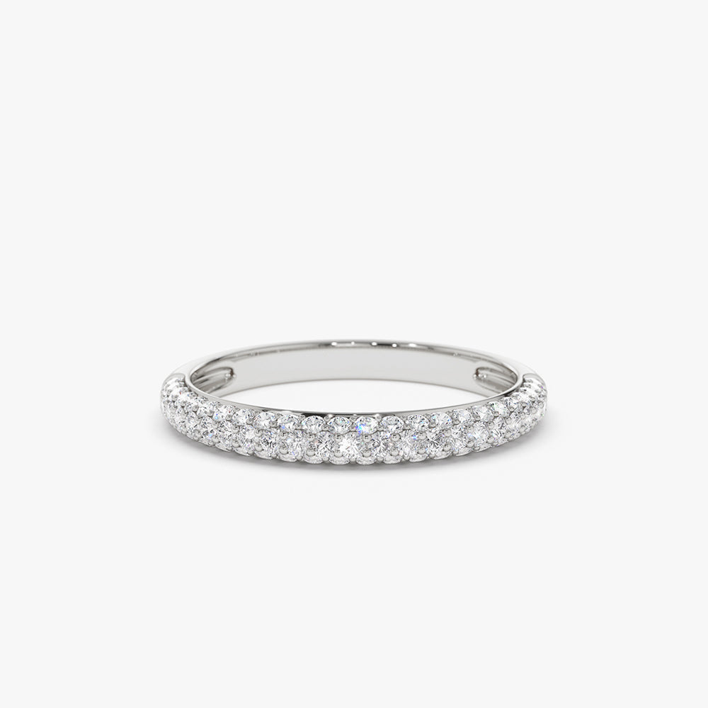 14k 3 Row Half Eternity Diamond Band - GeumJewels