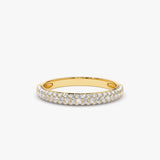 14k 3 Row Half Eternity Diamond Band - GeumJewels