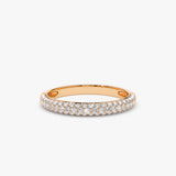 14k 3 Row Half Eternity Diamond Band - GeumJewels