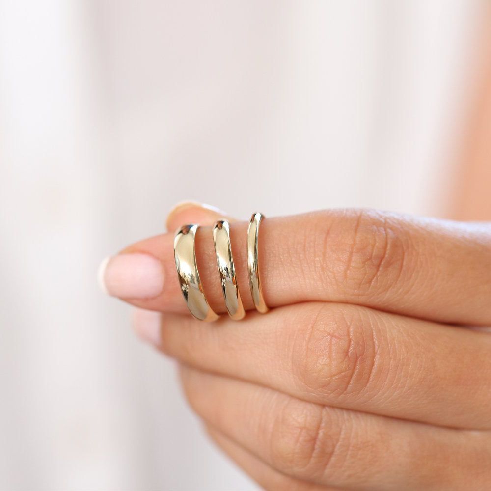 14k 3MM Classic Dome Unisex Wedding Ring - GeumJewels