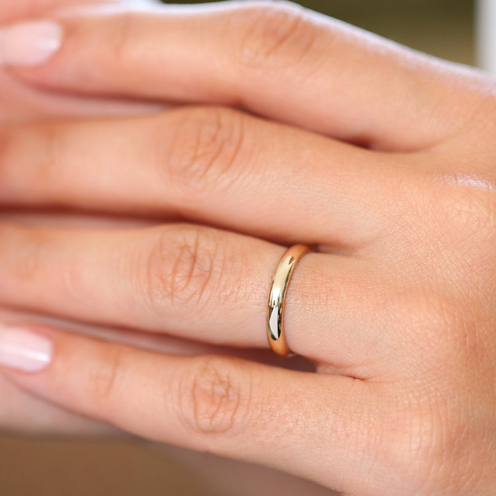 14k 3MM Classic Dome Unisex Wedding Ring - GeumJewels