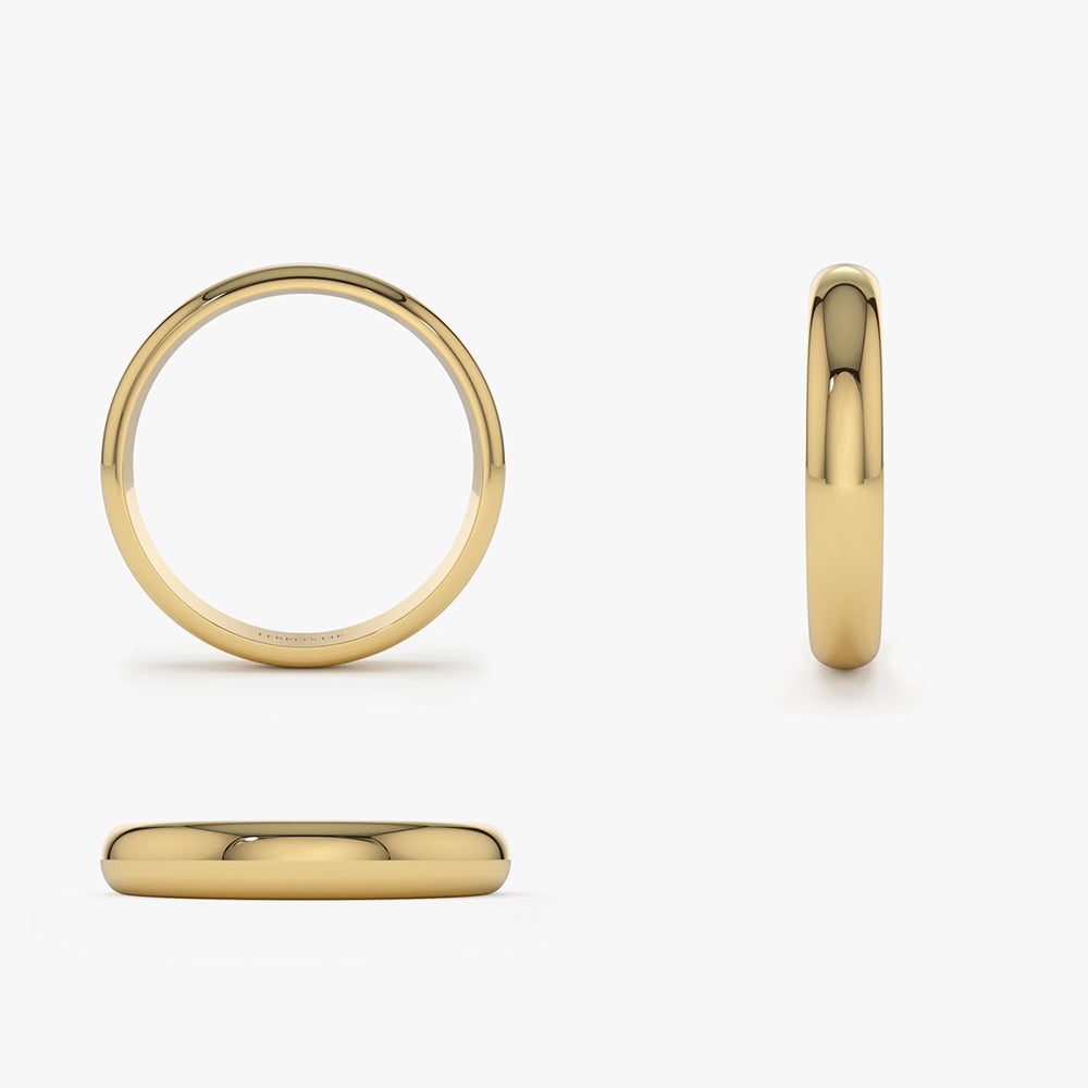 14k 3MM Classic Dome Unisex Wedding Ring - GeumJewels