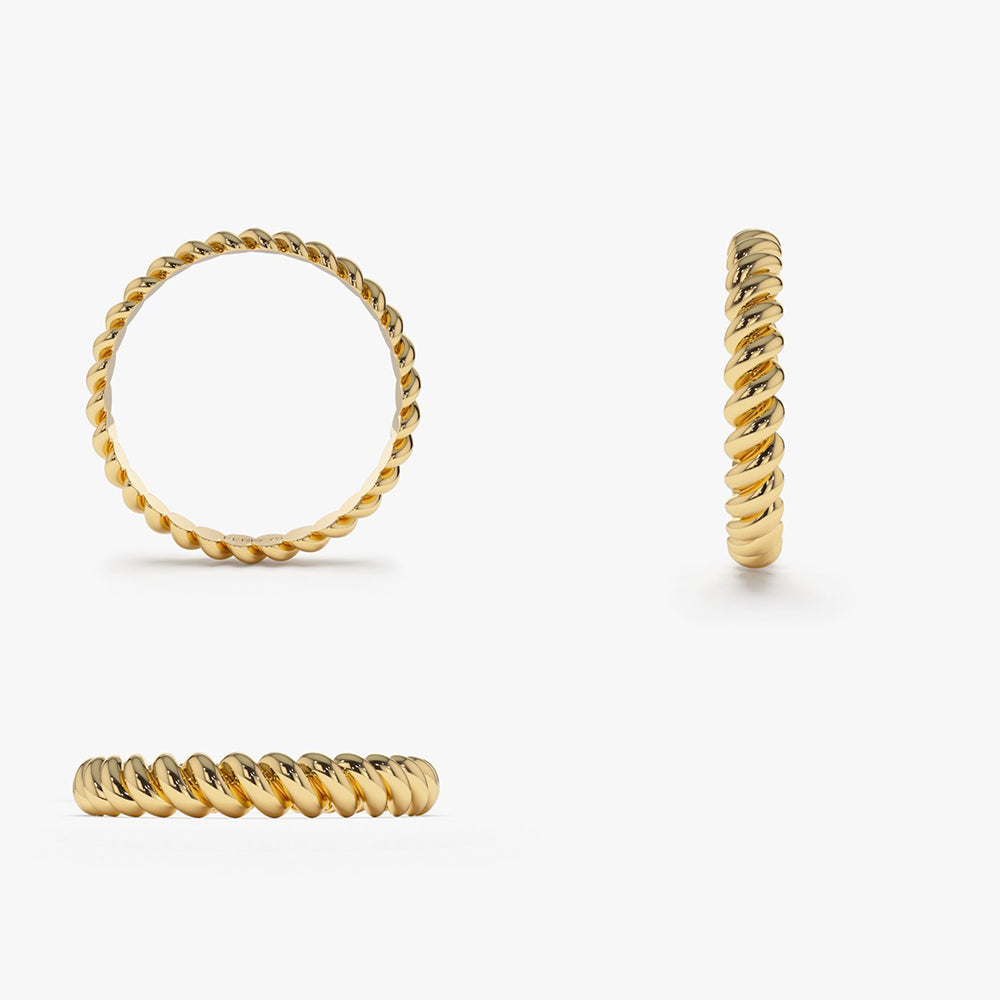 14K 3MM Twisted Rope Ring - GeumJewels