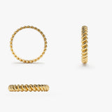 14K 3MM Twisted Rope Ring - GeumJewels