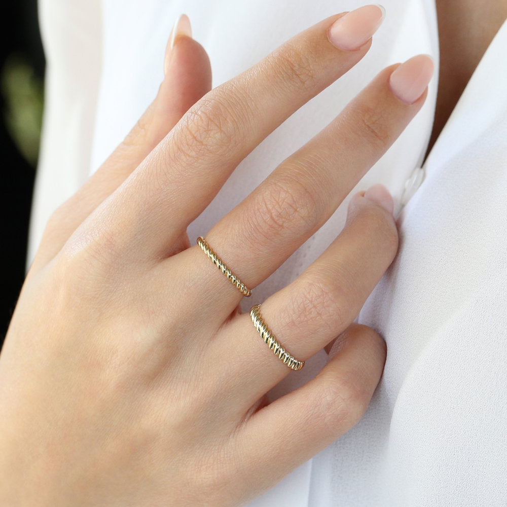 14K 3MM Twisted Rope Ring - GeumJewels