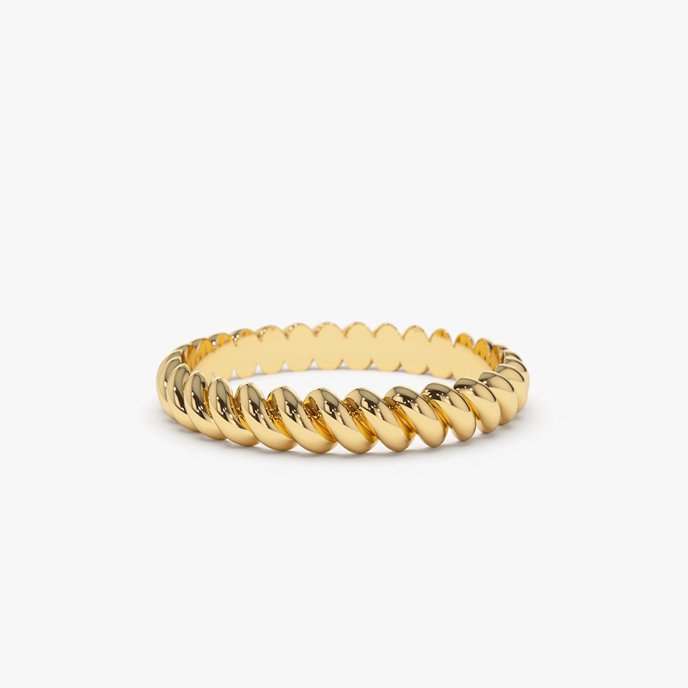 14K 3MM Twisted Rope Ring - GeumJewels