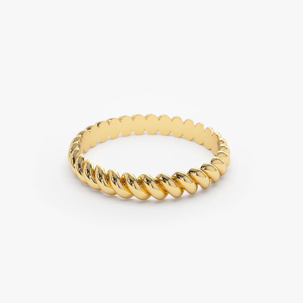 14K 3MM Twisted Rope Ring - GeumJewels