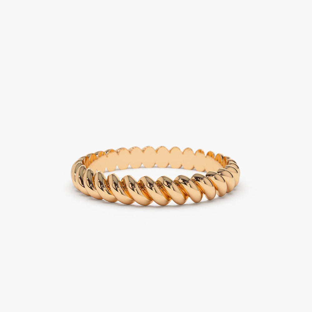 14K 3MM Twisted Rope Ring - GeumJewels