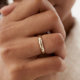 14k 3MM Unique Diagonal Cut Design Gold Ring - GeumJewels