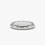 14k 3MM Unique Diagonal Cut Design Gold Ring - GeumJewels