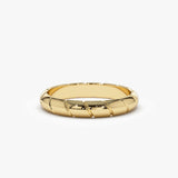 14k 3MM Unique Diagonal Cut Design Gold Ring - GeumJewels