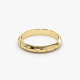 14k 3MM Unique Diagonal Cut Design Gold Ring - GeumJewels