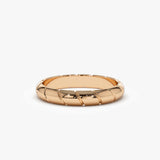 14k 3MM Unique Diagonal Cut Design Gold Ring - GeumJewels