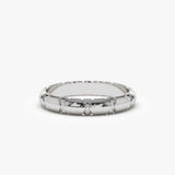 14k 3MM Unique X Cut Design Gold Wedding Ring - GeumJewels