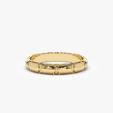 14k 3MM Unique X Cut Design Gold Wedding Ring - GeumJewels