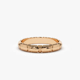 14k 3MM Unique X Cut Design Gold Wedding Ring - GeumJewels