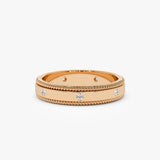 14k 4MM Flat Milgrain Edge Diamond Wedding Band - GeumJewels