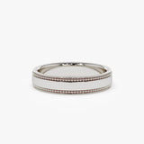 14k 4MM Flat Milgrain Edge Wedding Band - GeumJewels