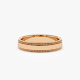 14k 4MM Flat Milgrain Edge Wedding Band - GeumJewels