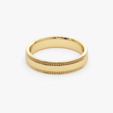14k 4MM Flat Milgrain Edge Wedding Band - GeumJewels