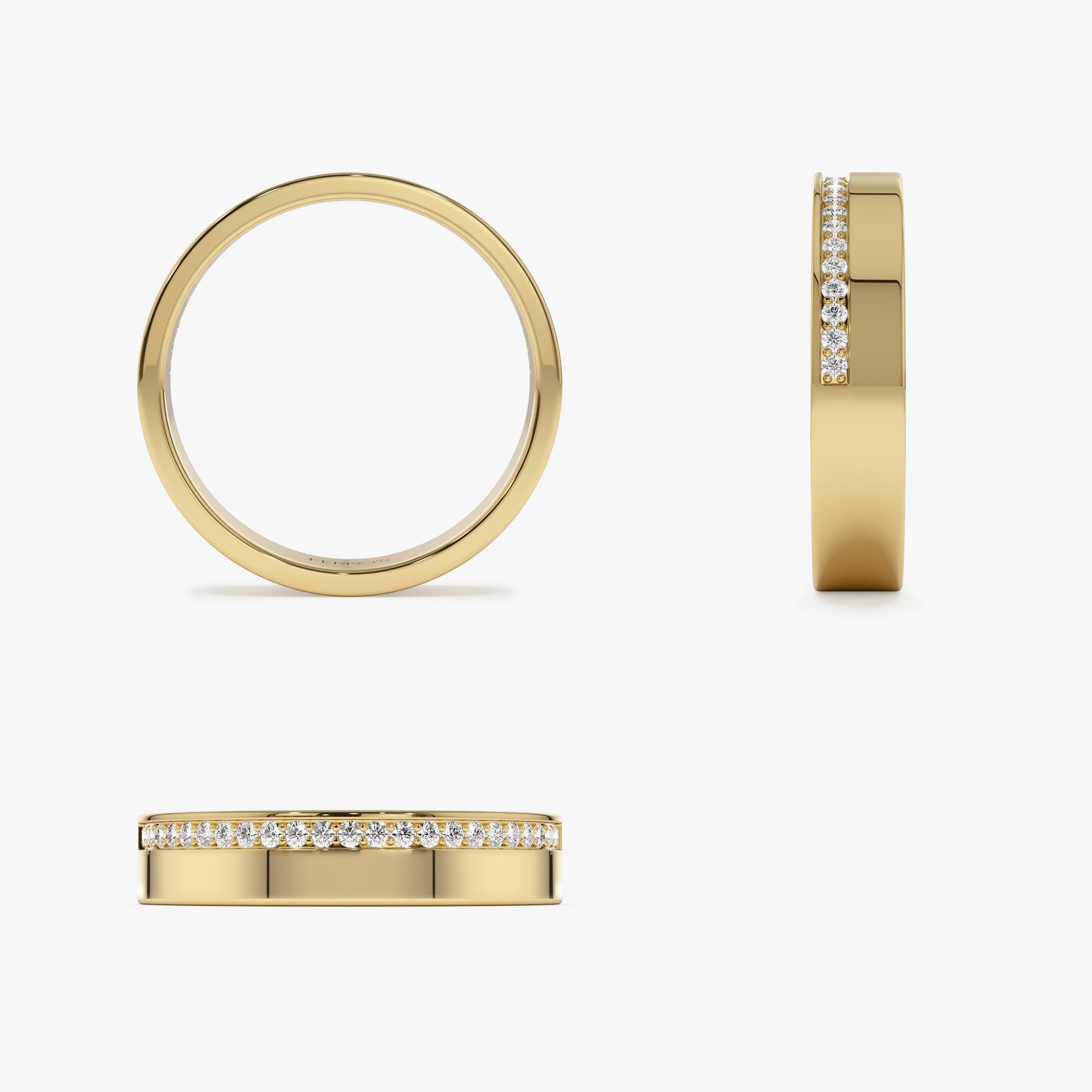 14K 4MM Half Eternity Diamond Wedding Band - GeumJewels