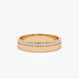 14K 4MM Half Eternity Diamond Wedding Band - GeumJewels