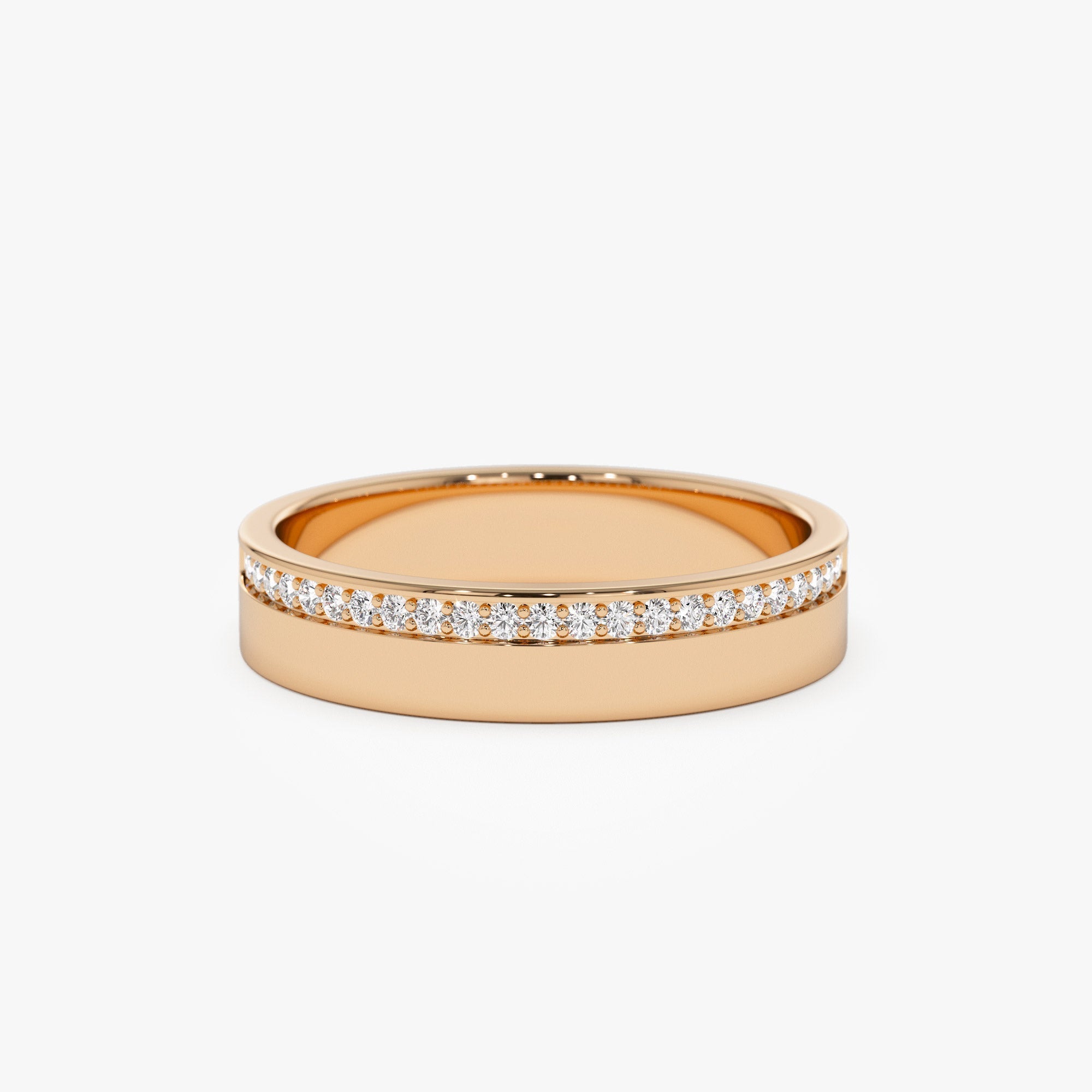 14K 4MM Half Eternity Diamond Wedding Band - GeumJewels