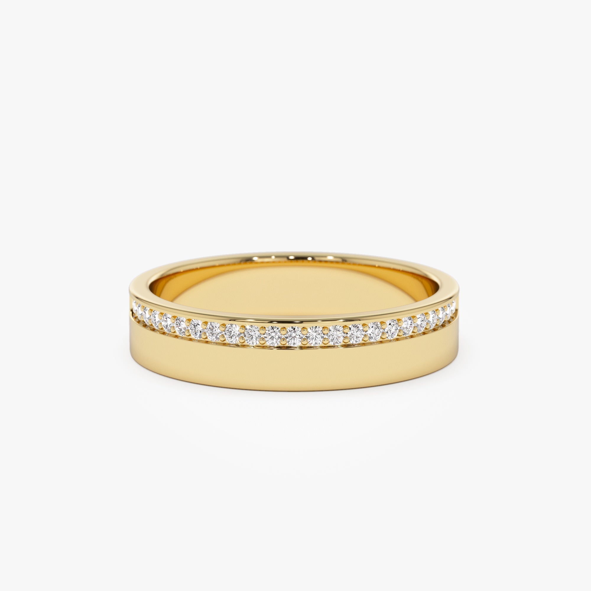14K 4MM Half Eternity Diamond Wedding Band - GeumJewels