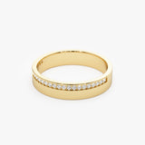 14K 4MM Half Eternity Diamond Wedding Band - GeumJewels