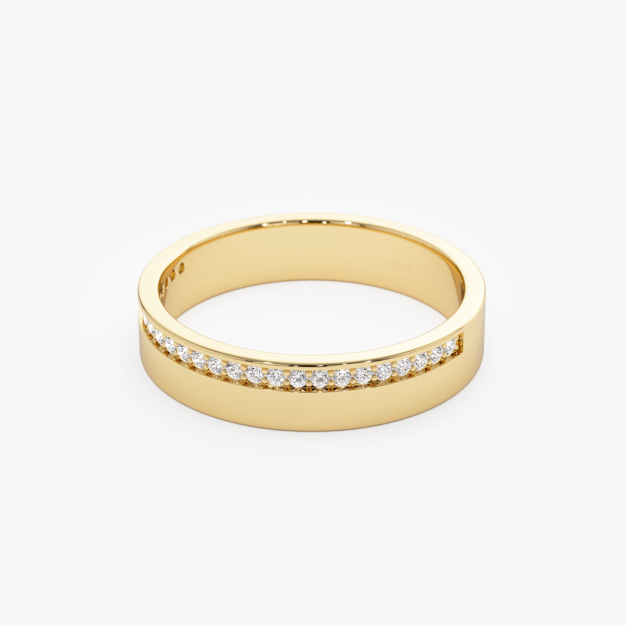 14K 4MM Half Eternity Diamond Wedding Band - GeumJewels