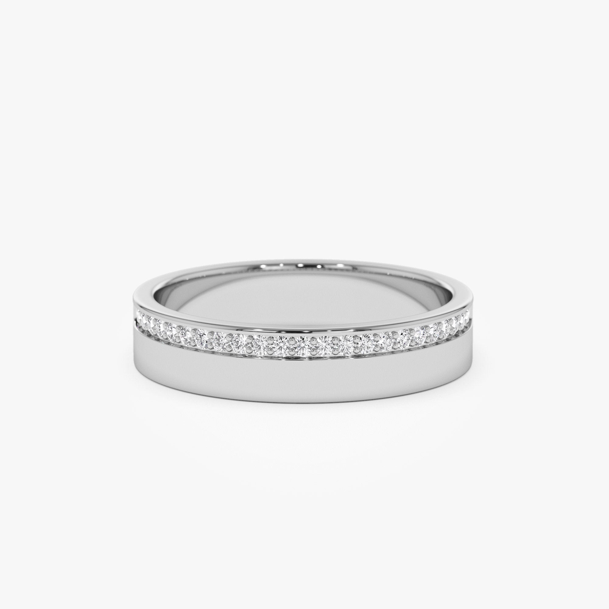 14K 4MM Half Eternity Diamond Wedding Band - GeumJewels