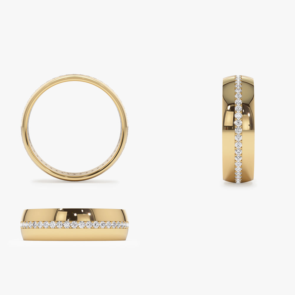 14k 5MM Wide Full Eternity Diamond Ring - GeumJewels