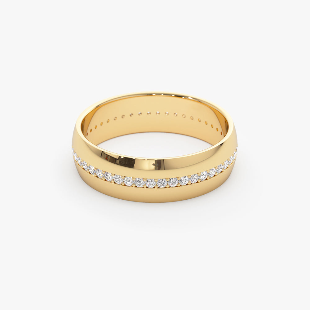 14k 5MM Wide Full Eternity Diamond Ring - GeumJewels