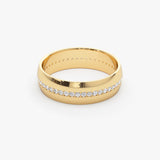 14k 5MM Wide Full Eternity Diamond Ring - GeumJewels