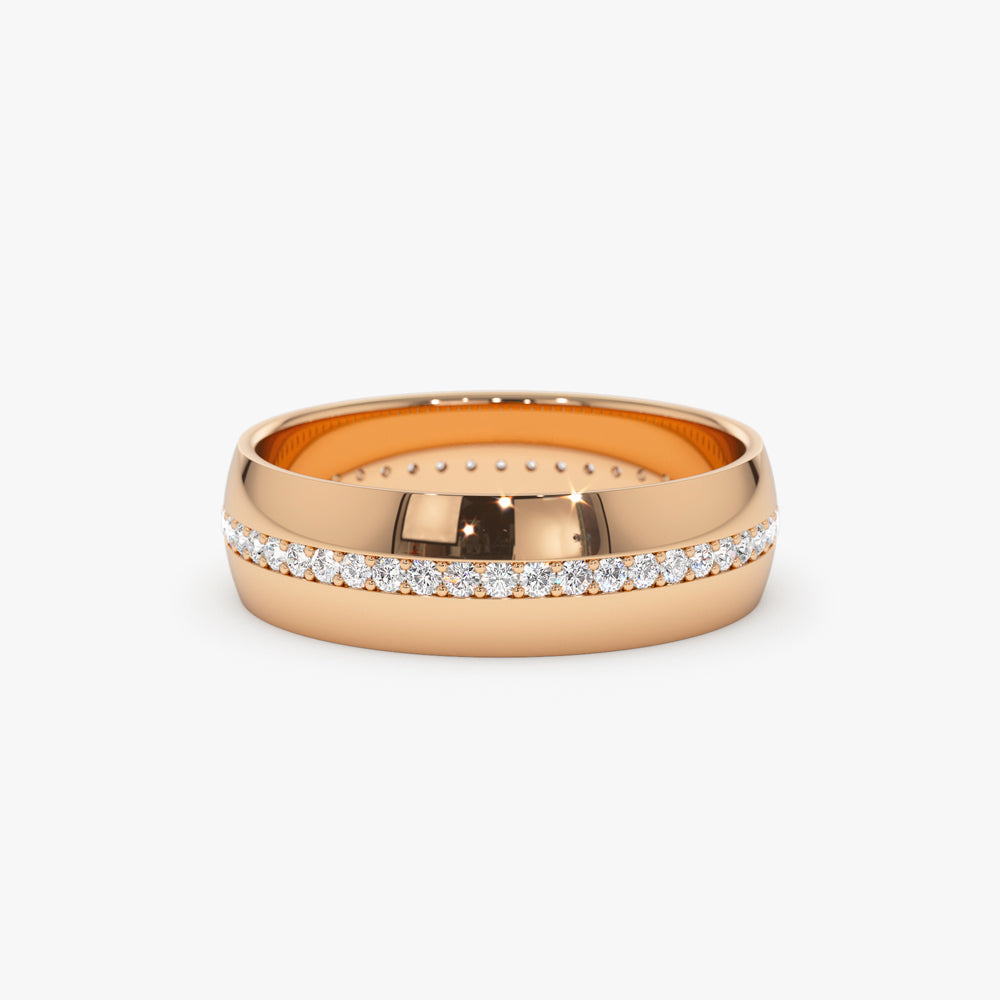 14k 5MM Wide Full Eternity Diamond Ring - GeumJewels