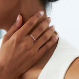 14k 7 Stone Basket Setting Diamond and Ruby Wedding Ring - GeumJewels