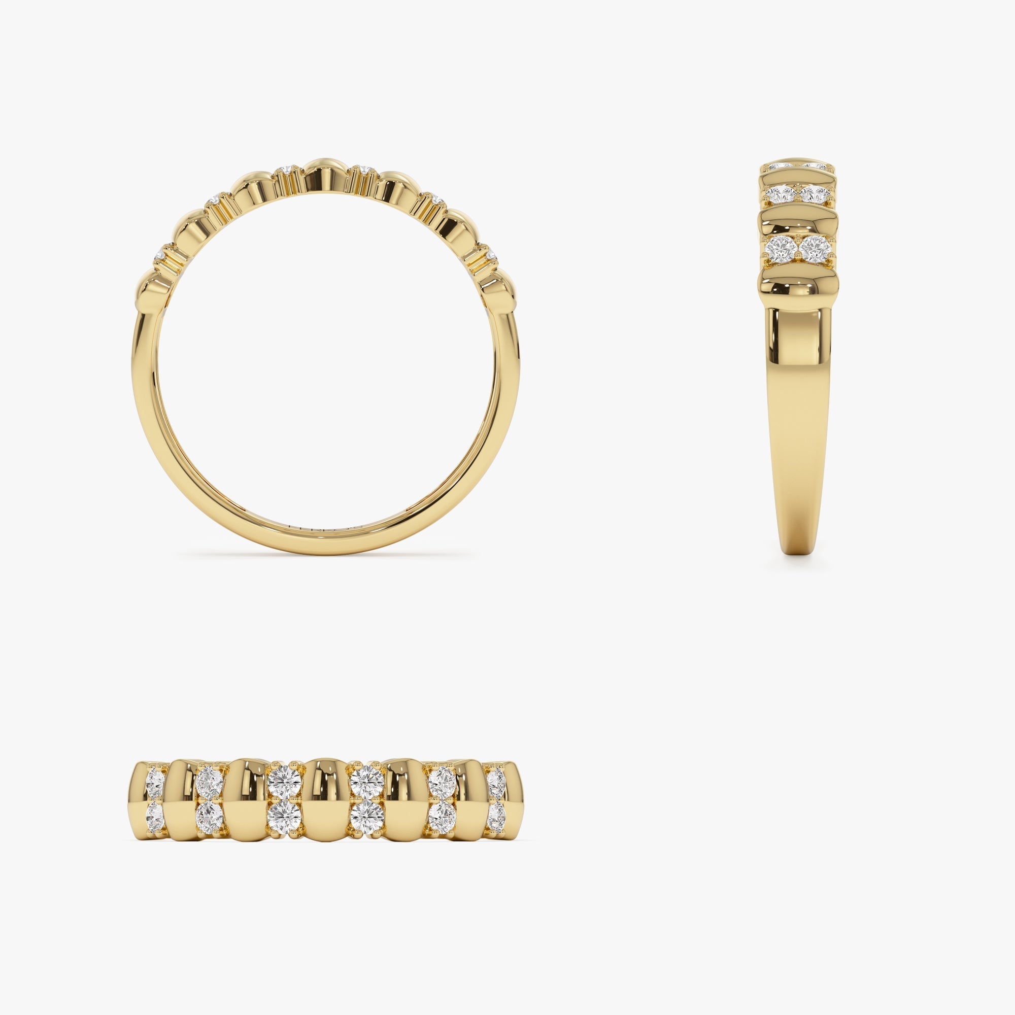 14K Alternating Diamond Bar Band - GeumJewels