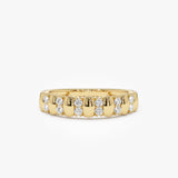 14K Alternating Diamond Bar Band - GeumJewels
