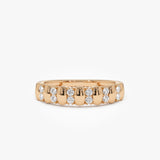 14K Alternating Diamond Bar Band - GeumJewels