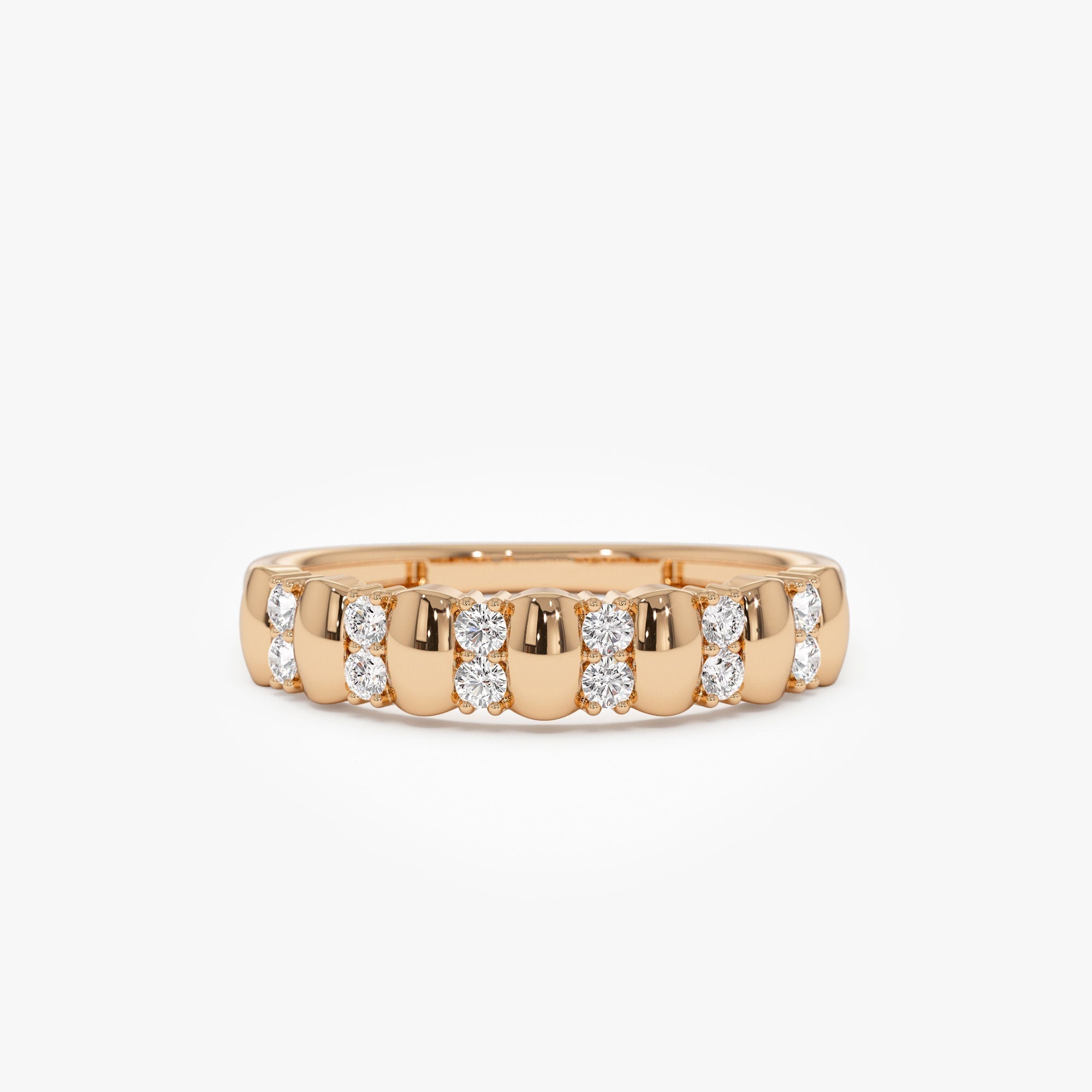 14K Alternating Diamond Bar Band - GeumJewels